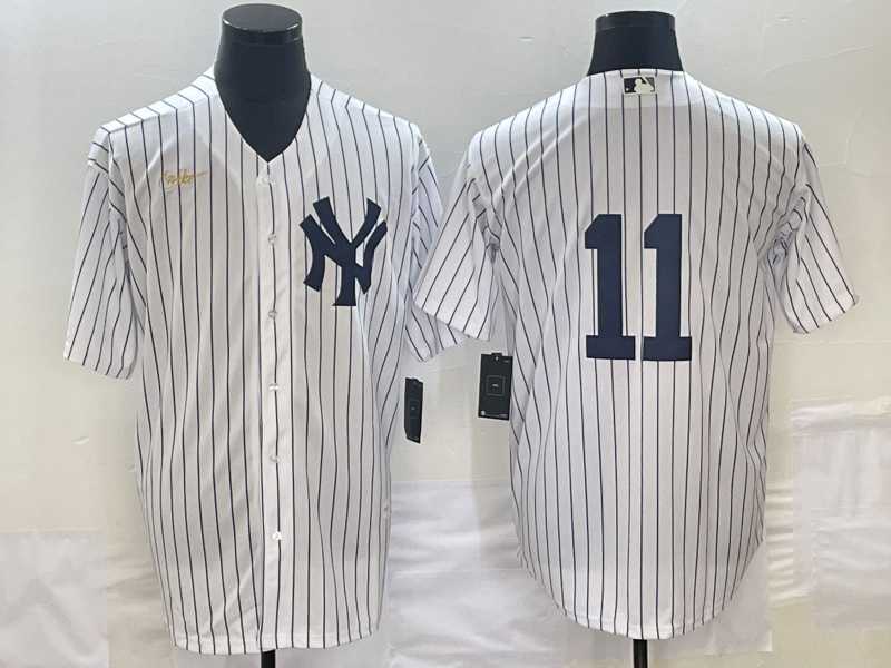 Mens New York Yankees #11 Anthony Volpe White No Name Throwback Stitched MLB Cool Base Nike Jersey